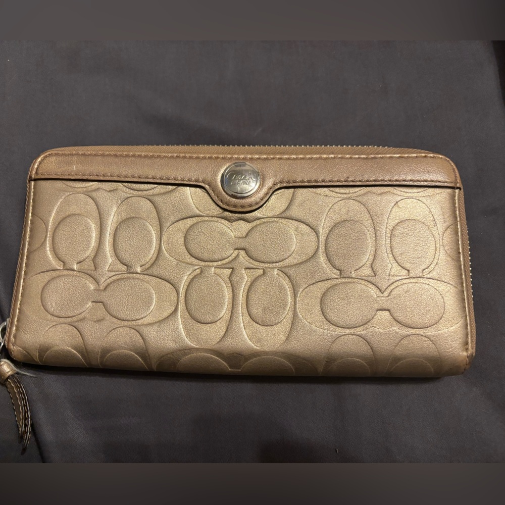 Gold large Coach Wallet